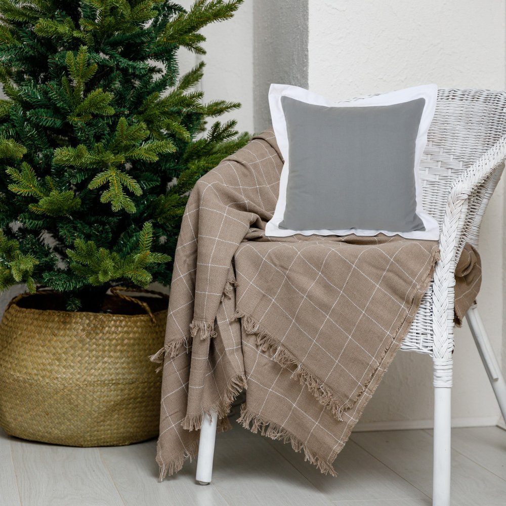 20" Gray And White Color Block Cotton Throw Pillow Cover