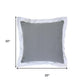 20" Gray And White Color Block Cotton Throw Pillow Cover