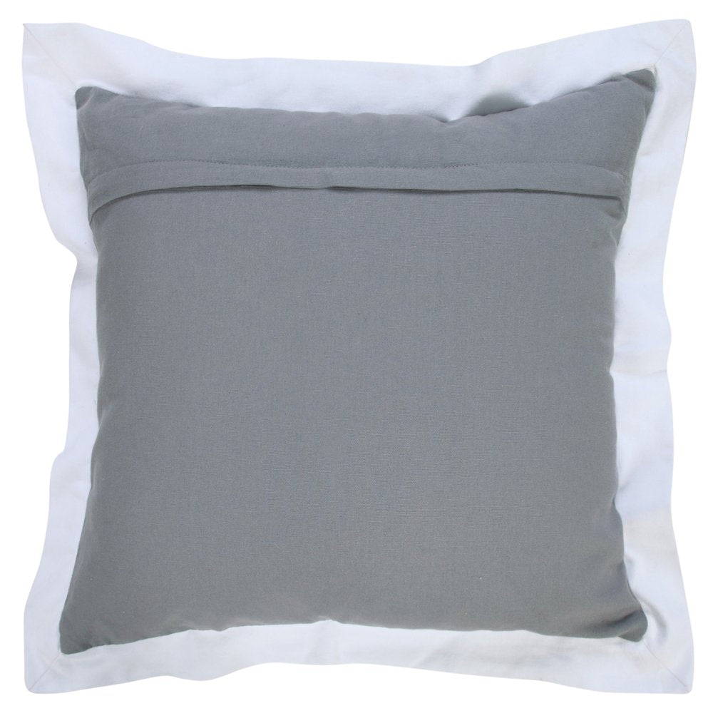 20" Gray And White Color Block Cotton Throw Pillow Cover
