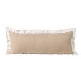 14" X 36" Beige And White Lumbar Color Block Cotton Throw Pillow Cover
