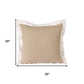 20" Beige And White Color Block Cotton Throw Pillow Cover