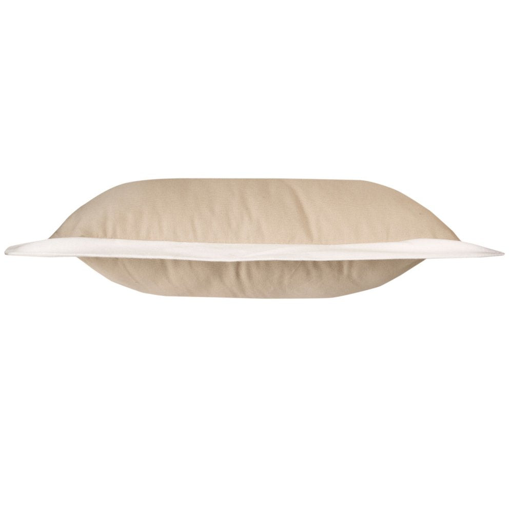 20" Beige And White Color Block Cotton Throw Pillow Cover