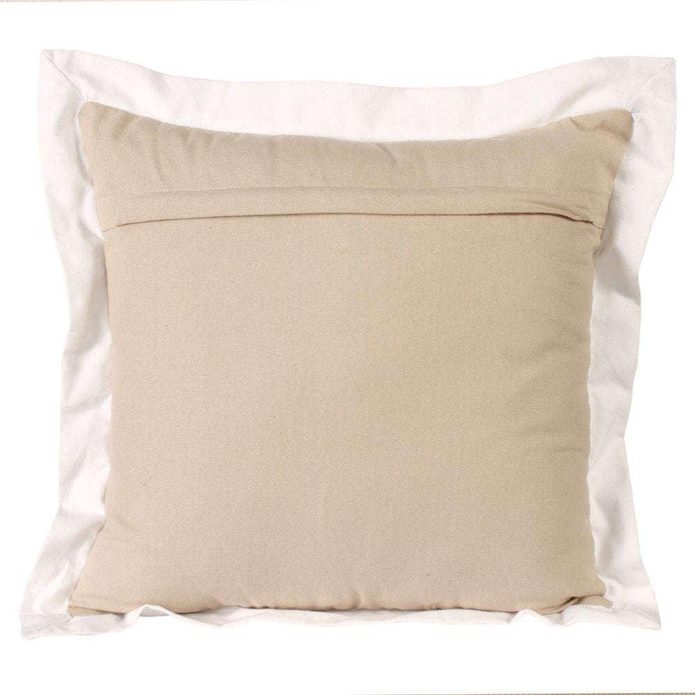 20" Beige And White Color Block Cotton Throw Pillow Cover