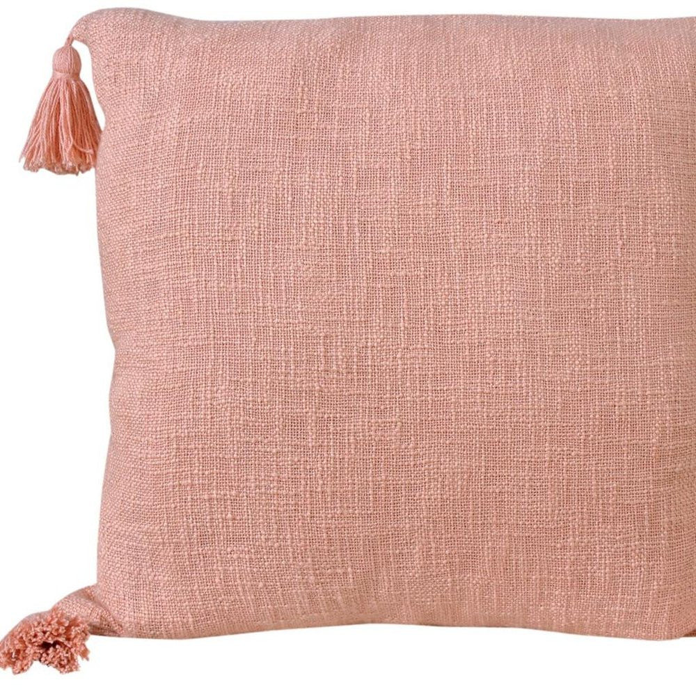 20" Pink Cotton Throw Pillow Cover