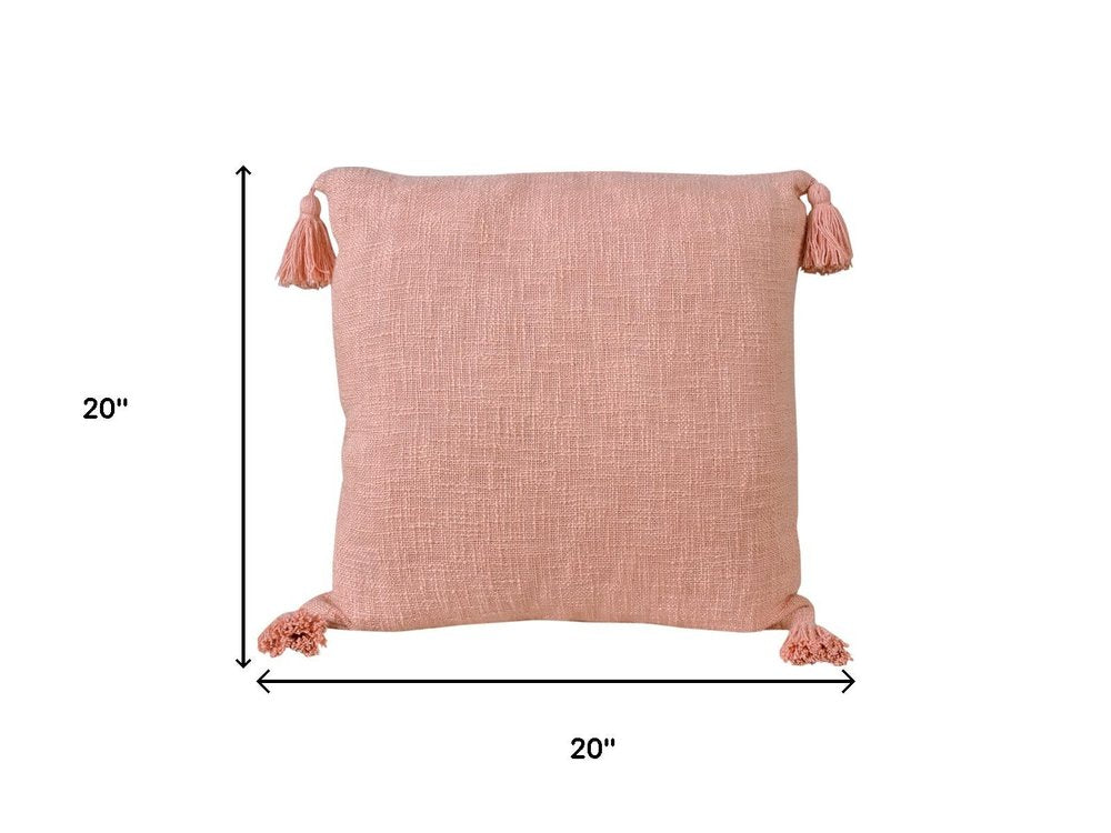 20" Pink Cotton Throw Pillow Cover
