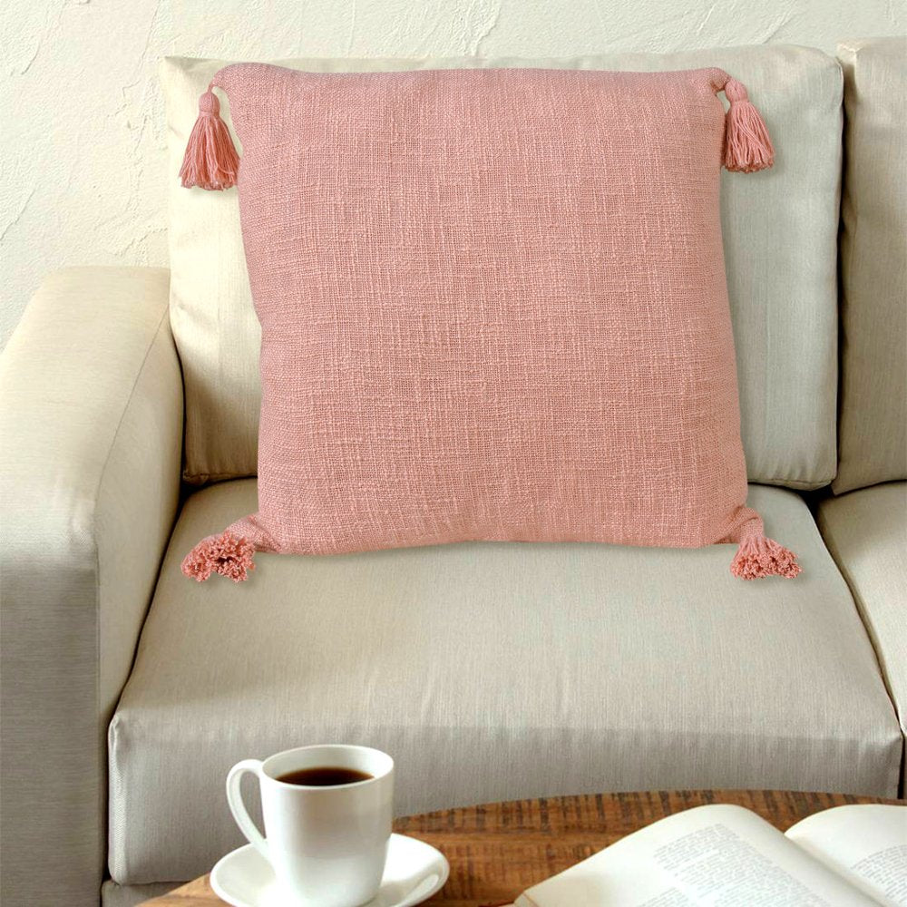 20" Pink Cotton Throw Pillow Cover