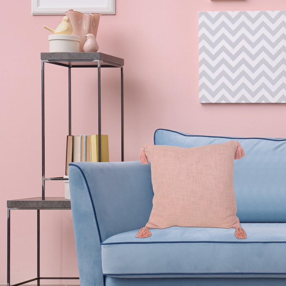 20" Pink Cotton Throw Pillow Cover