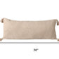 14" X 36" Beige Lumbar Cotton Throw Pillow Cover