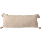 14" X 36" Beige Lumbar Cotton Throw Pillow Cover