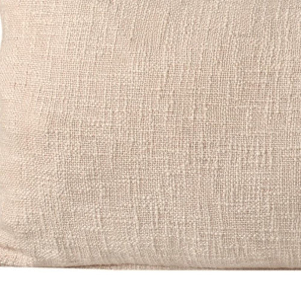 14" X 36" Beige Lumbar Cotton Throw Pillow Cover
