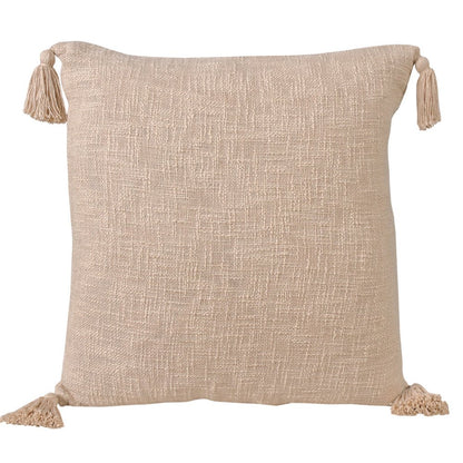20" Beige Cotton Throw Pillow Cover