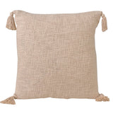 20" Beige Cotton Throw Pillow Cover