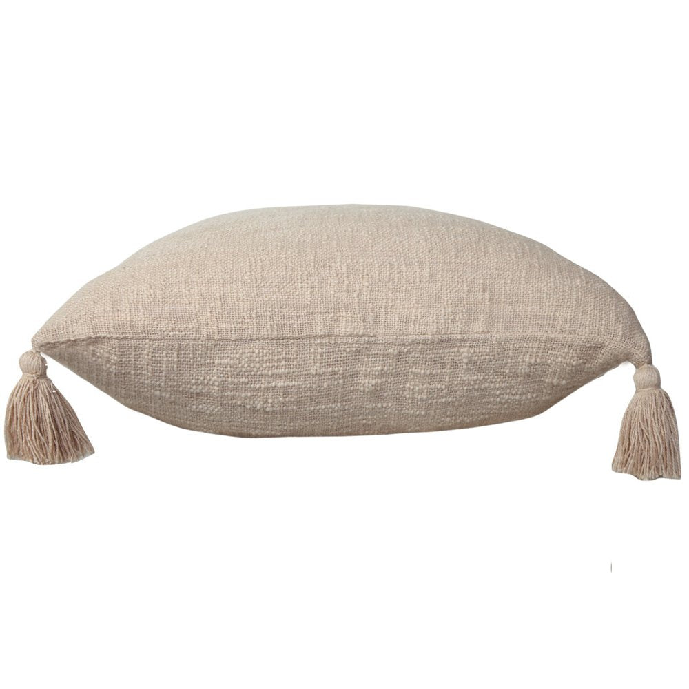 20" Beige Cotton Throw Pillow Cover