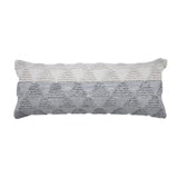 14" X 36" Gray And White Lumbar Geometric Cotton Throw Pillow Cover