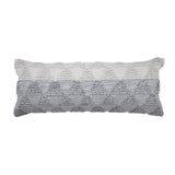 14" X 36" Gray And White Lumbar Geometric Cotton Throw Pillow Cover with Texture