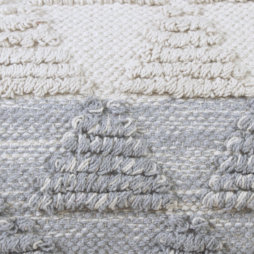 14" X 36" Gray And White Lumbar Geometric Cotton Throw Pillow Cover