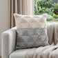20" Gray And White Geometric Cotton Throw Pillow Cover with Texture