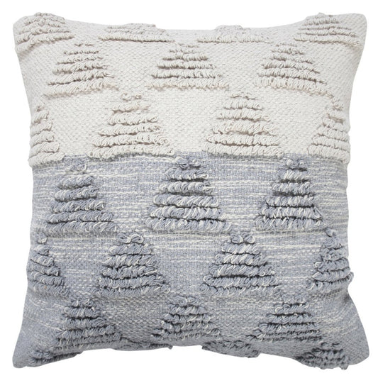 20" Gray And White Geometric Cotton Throw Pillow Cover with Texture