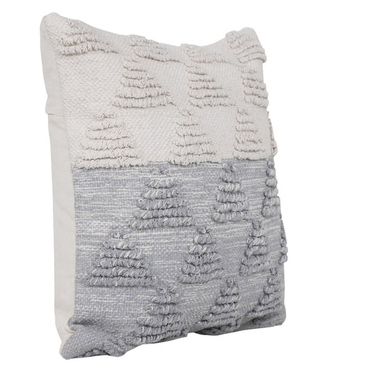 20" Gray And White Geometric Cotton Throw Pillow Cover with Texture