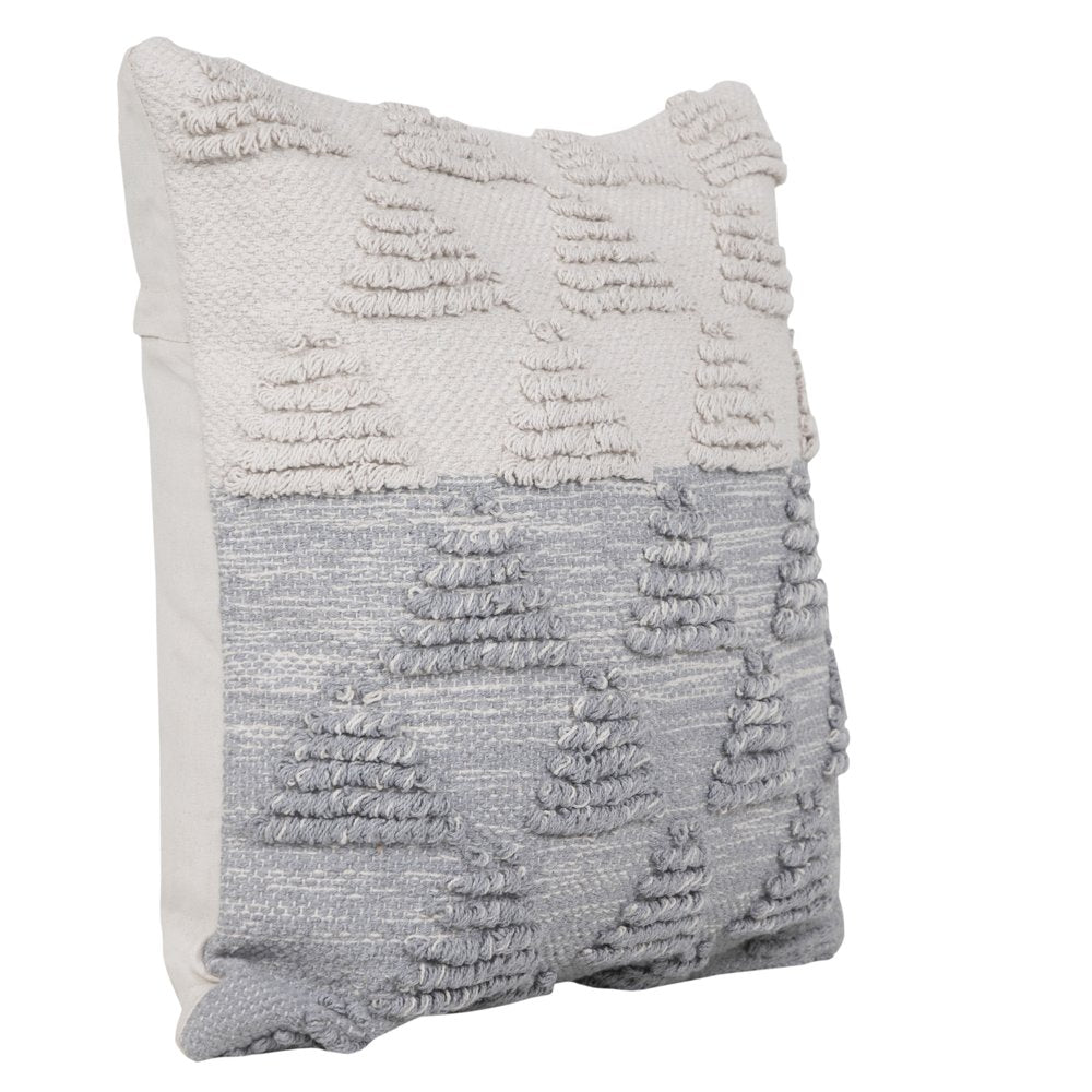 20" Gray And White Geometric Cotton Throw Pillow Cover with Texture
