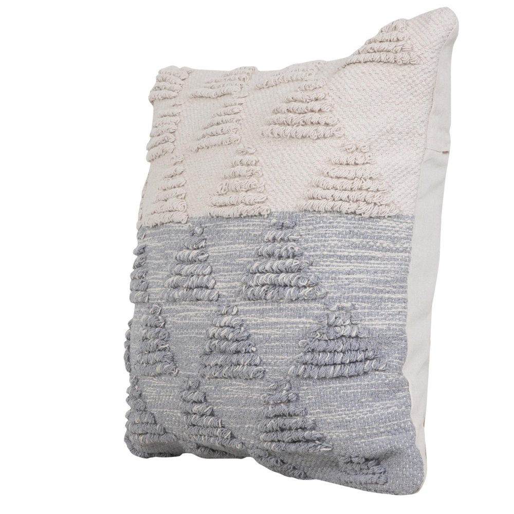 20" Gray And White Geometric Cotton Throw Pillow Cover with Texture