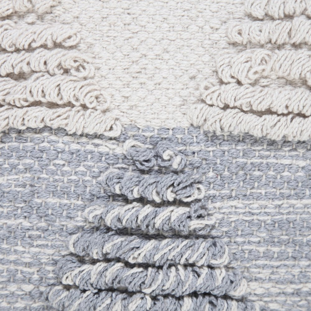 20" Gray And White Geometric Cotton Throw Pillow Cover with Texture