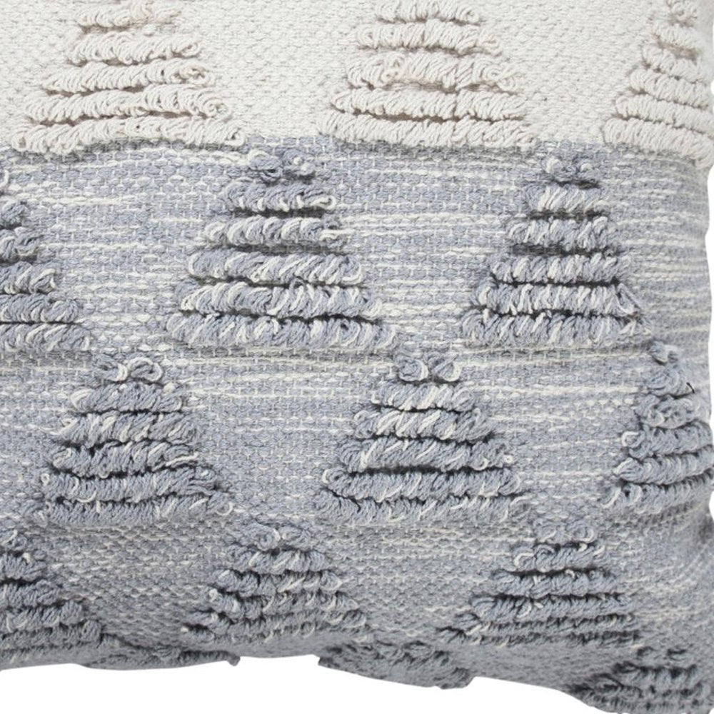 20" Gray And White Geometric Cotton Throw Pillow Cover with Texture