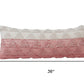 14" X 36" Pink And White Lumbar Geometric Cotton Throw Pillow Cover