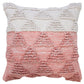 20" Pink And White Geometric Cotton Throw Pillow Cover with Texture