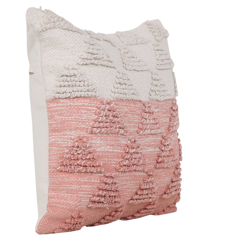 20" Pink And White Geometric Cotton Throw Pillow Cover
