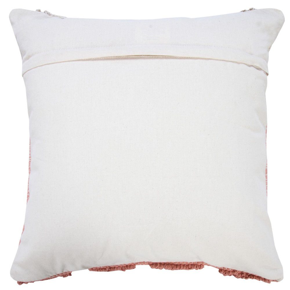 20" Pink And White Geometric Cotton Throw Pillow Cover with Texture