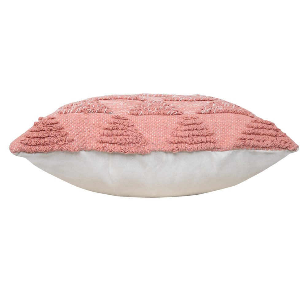 20" Pink And White Geometric Cotton Throw Pillow Cover
