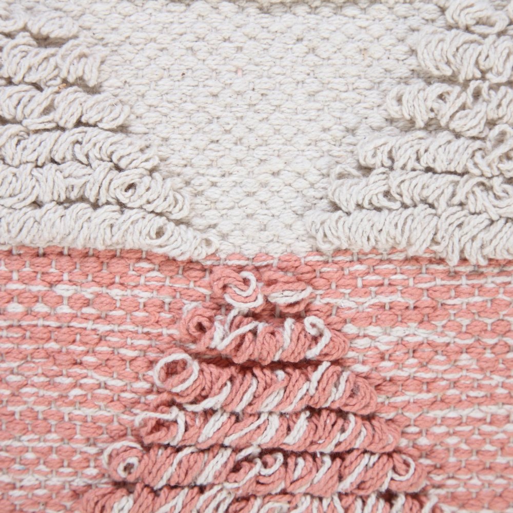 20" Pink And White Geometric Cotton Throw Pillow Cover with Texture