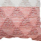 20" Pink And White Geometric Cotton Throw Pillow Cover