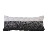 14" X 36" Black And White Lumbar Geometric Cotton Throw Pillow Cover with Texture