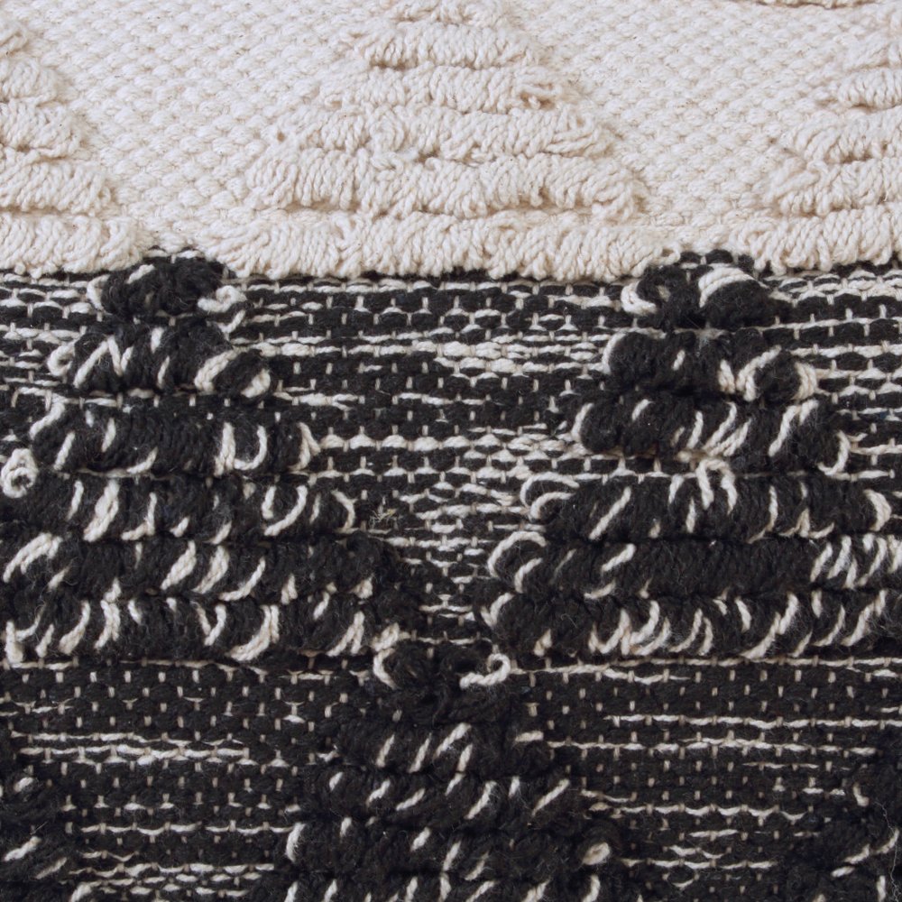 14" X 36" Black And White Lumbar Geometric Cotton Throw Pillow Cover with Texture