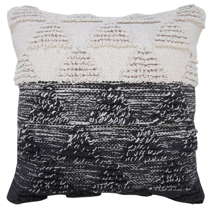 20" Black And White Geometric Cotton Throw Pillow Cover with Texture
