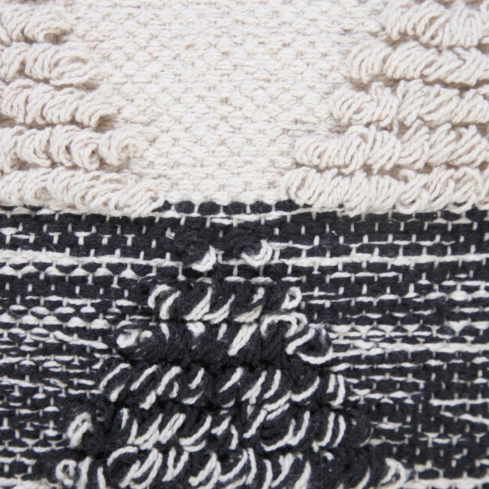 20" Black And White Geometric Cotton Throw Pillow Cover with Texture