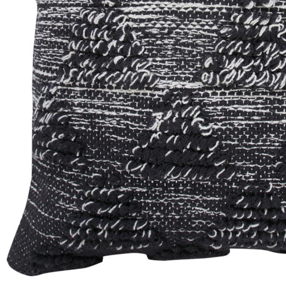 20" Black And White Geometric Cotton Throw Pillow Cover with Texture