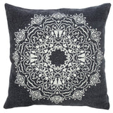 20" Black And White Medallion Cotton Throw Pillow Cover