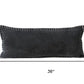14" X 36" Black Lumbar Cotton Throw Pillow Cover