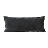 14" X 36" Black Lumbar Cotton Throw Pillow Cover