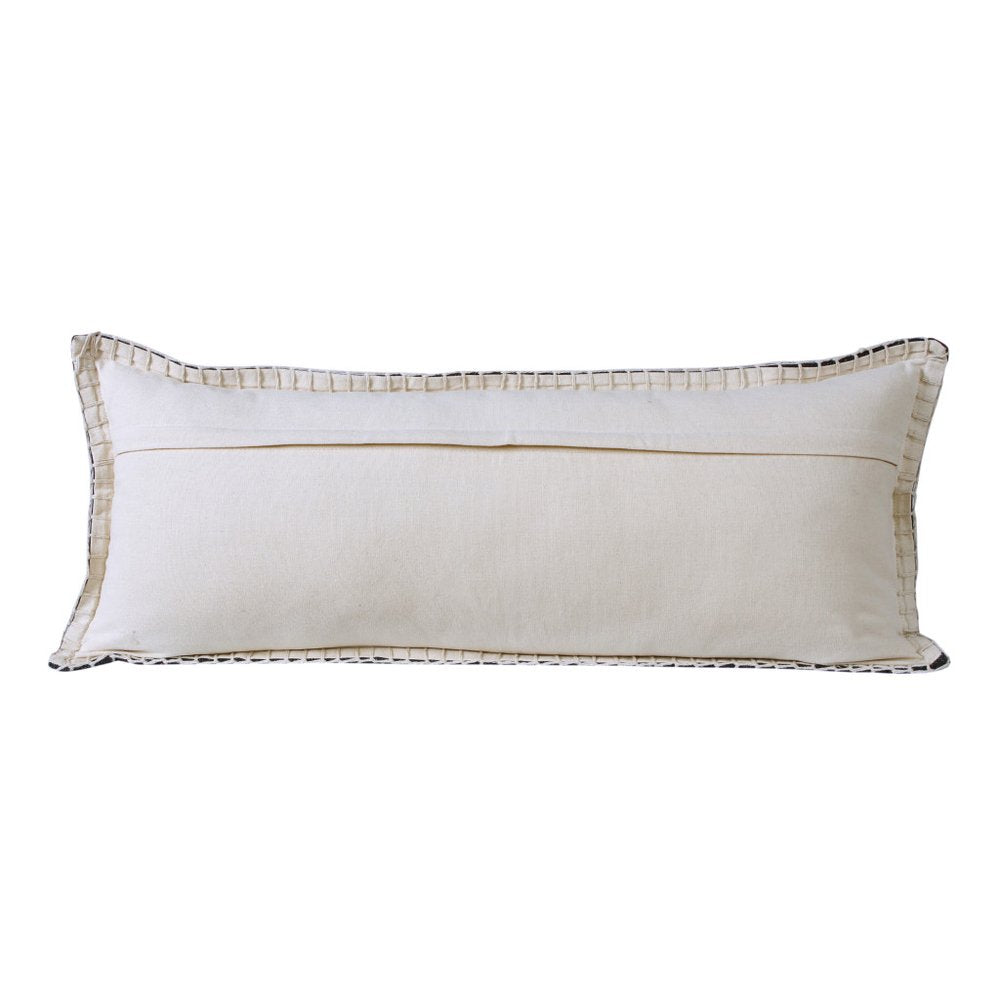 14" X 36" Black Lumbar Cotton Throw Pillow Cover