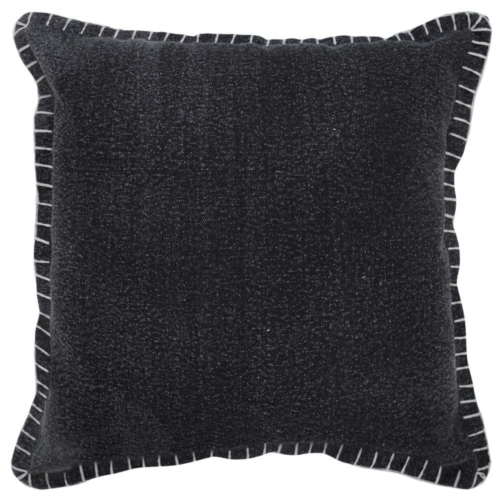 20" Black Cotton Throw Pillow Cover
