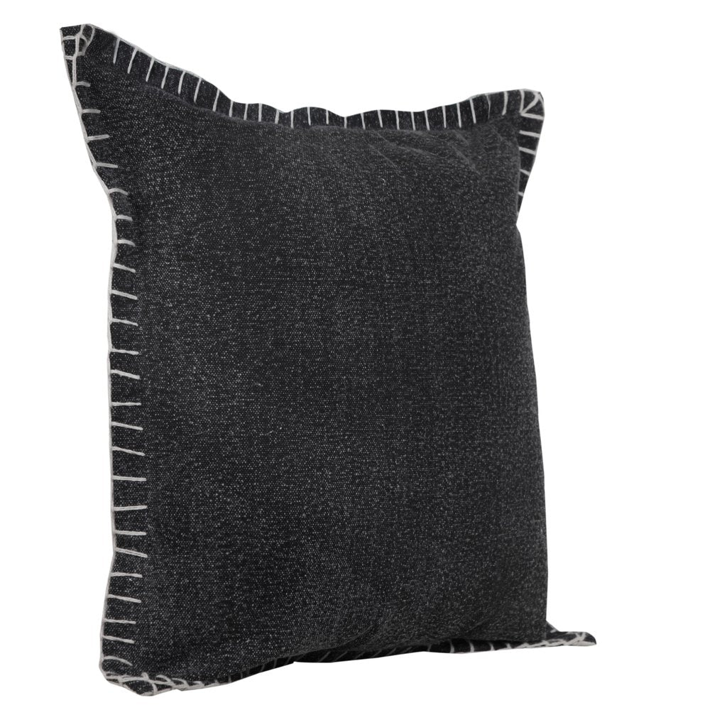 20" Black Cotton Throw Pillow Cover