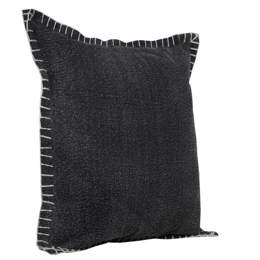 20" Black Cotton Throw Pillow Cover