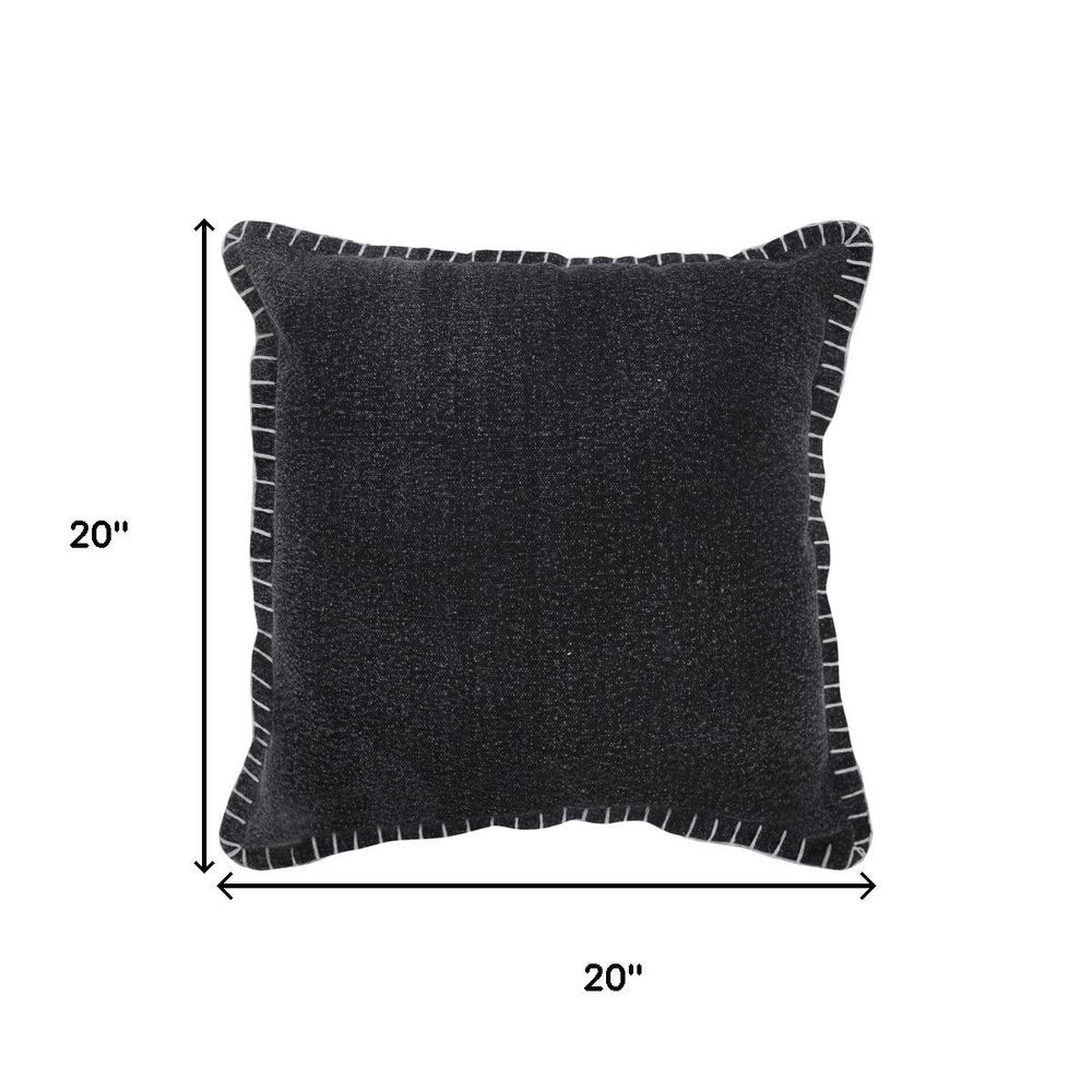 20" Black Cotton Throw Pillow Cover