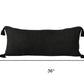 14" X 36" Black Lumbar Cotton Throw Pillow Cover