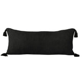 14" X 36" Black Lumbar Cotton Throw Pillow Cover