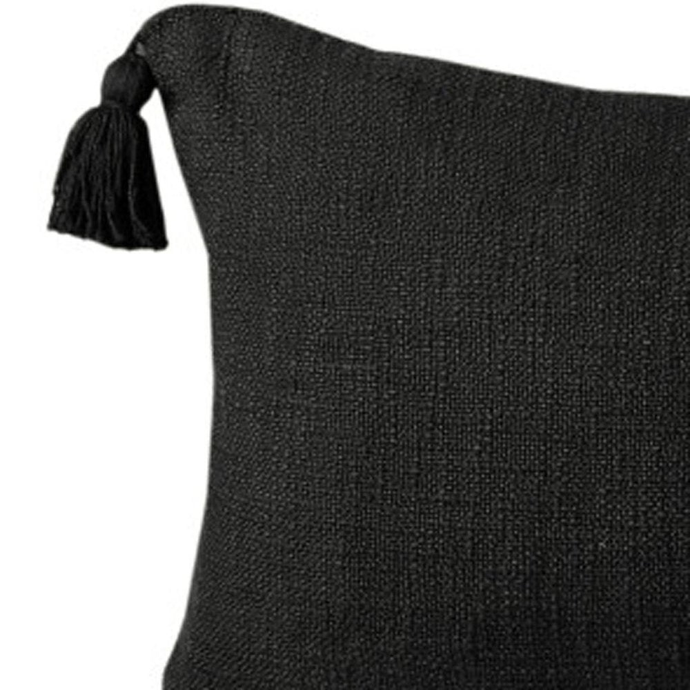 14" X 36" Black Lumbar Cotton Throw Pillow Cover